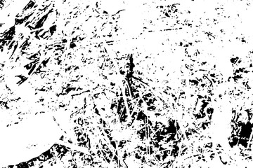 Grunge background black and white. Monochrome texture. Vector pattern of cracks, chips, scuffs. Abstract vintage surface