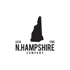 New Hampshire state map outline logo design - obrazy, fototapety, plakaty