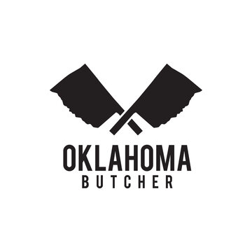 Oklahoma Butcher With Cross Knife Logo Design