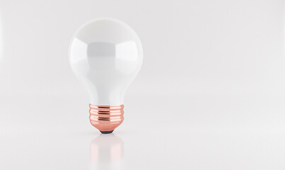 3d white light bulb on a white. studio background. energy saver concept.creative idea.Minimal style.Light sources, floodlight. render image 