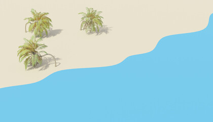 Fototapeta na wymiar Three palm trees on the beach
