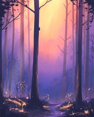 Colorful morning in the forest