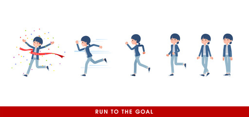 走り出すナチュラルスタイル女性のセット