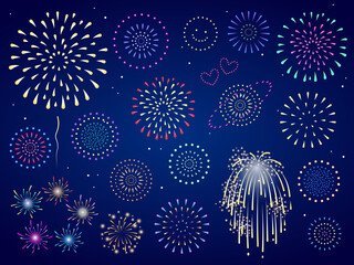 花火のベクターイラスト素材セット