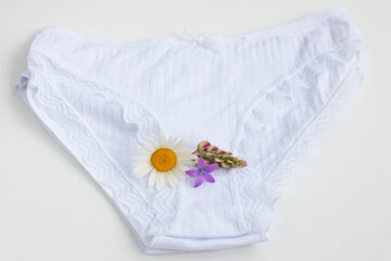 Women's underwear slips. Sanitary pads for every day with chamomile