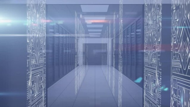 Animation of lights and data processing over servers