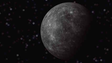 focus on planet mercury in space. realistic planet mercury. space background © Jonathan
