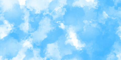 Light sky blue shades watercolor background. Aquarelle paint paper textured canvas. Turquoise shades handmade illustration