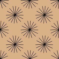 Geometric simple boho beige seamless pattern with abstract shapes. Vintage, retro mid century style texture for modern textile, fabric, home decor, wallpaper. Bohemian 60s background