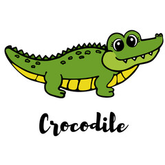 Cute crocodile, hand-drawn 