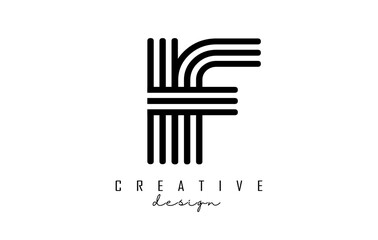 Black lines IF i f letters with monogram Logo Design.