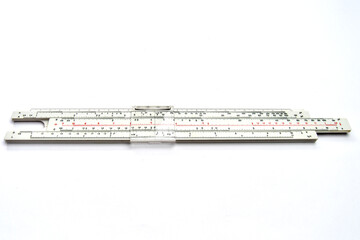 Top view of slide rule isolated on white background