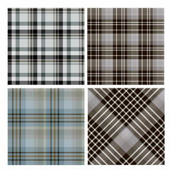 Set of seamless patterns in cozy gray colors for plaid, fabric, textile, clothes, tablecloth and other things. Vector image.