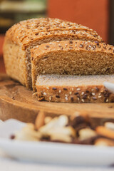 sliced brand bread on table