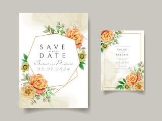 Wedding invitation card template with red roses design