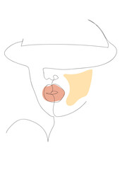 minimal Beautyfull girl face.One line drawing style. Abstract poster 