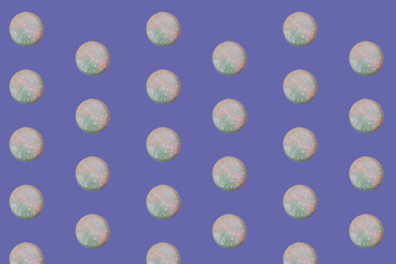 French macarons pattern on very peri color background. Culinary and cooking concept. Baked food