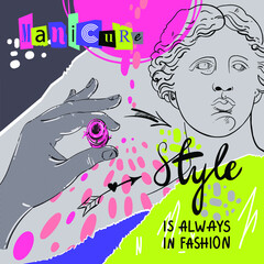 Vector abstract illustration of a hand with nail polish