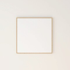 Square frame mockup on beige wall. 3d rendering, interior design, 3d illustration