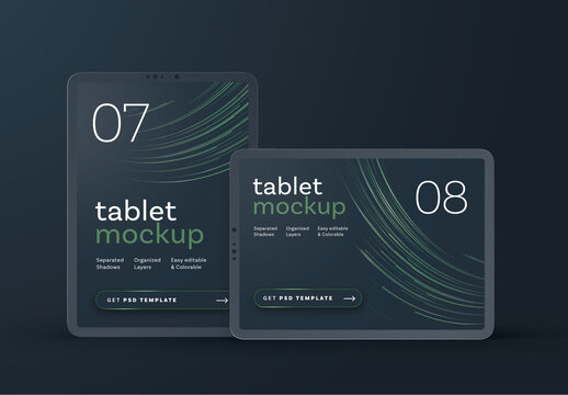 Dark Tablet Screen Mockup for App UI and Responsive Web Design