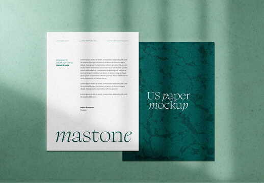 Elegant Us Paper Letterhead and Folder Branding Mockup