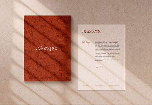 Elegant A4 Letterhead and Folder Branding Mockup