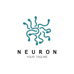 Neuron logo or nerve cell logo design,molecule logo illustration template icon with vector concept