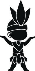 Black and White Cartoon Illustration Vector of a Samba Carnival Festival Dancer with Feathers