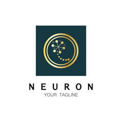 Neuron logo or nerve cell logo design,molecule logo illustration template icon with vector concept