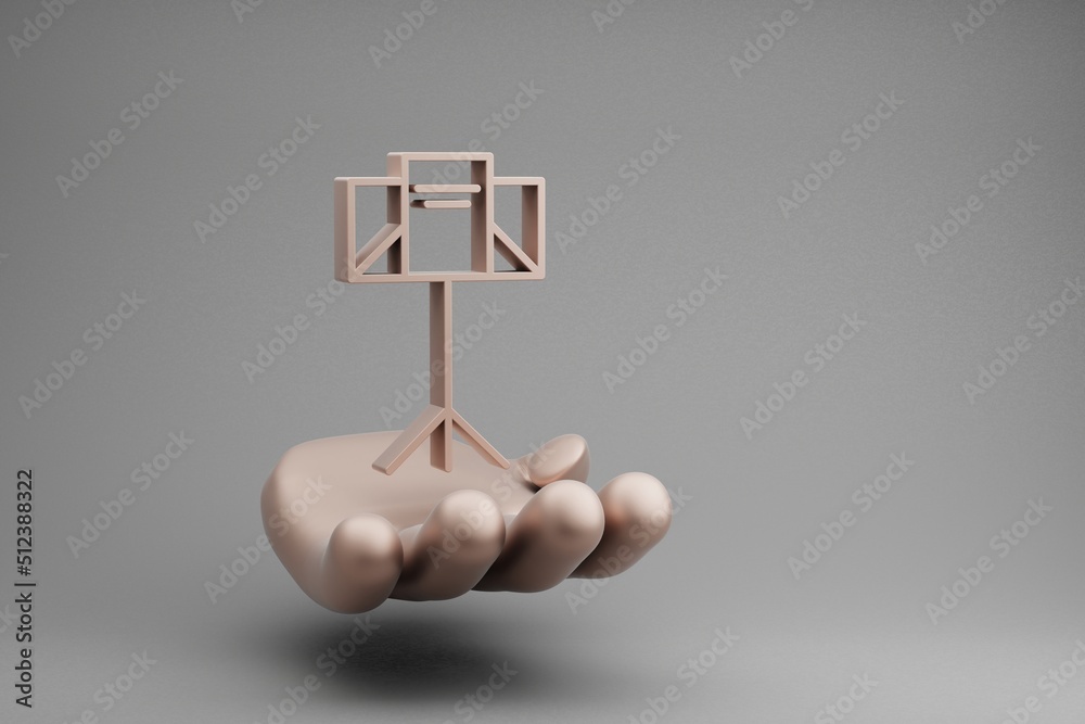 Aufkleber beautiful abstract illustrations golden hand holding musical music stand symbol icon on a gray backg