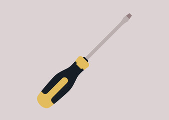 An isolated screwdriver with a flathead tip