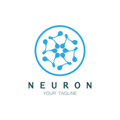 Neuron logo or nerve cell logo design,molecule logo illustration template icon with vector concept