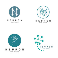 Neuron logo or nerve cell logo design,molecule logo illustration template icon with vector concept
