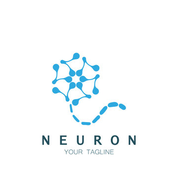 Neuron logo or nerve cell logo design,molecule logo illustration template icon with vector concept