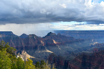 Rainshower over the North Rim of the Grand Canyon.