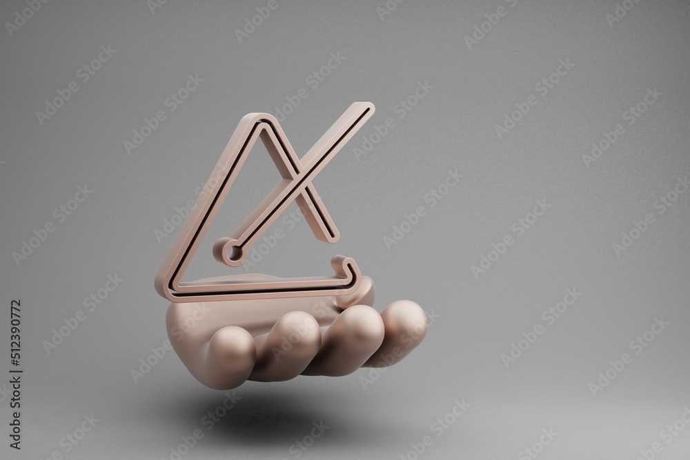 Aufkleber beautiful abstract illustrations golden hand holding musical music triangle symbol icon on a gray ba