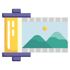 FILM ROLL flat icon,linear,outline,graphic,illustration