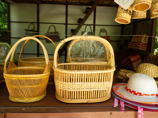 Weaving products made from local bamboo in Thailand.