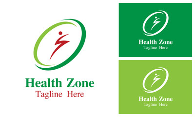 Health Zone Abstract Logo Design Template.  Wellness Logo, Creative People Icon, Fitness Logo.