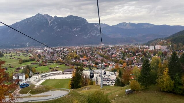 Ride on the Eckbauer Cable Car from Garmisch-Partenkirchen in Bavaria to the peak of Eckbauer mountain