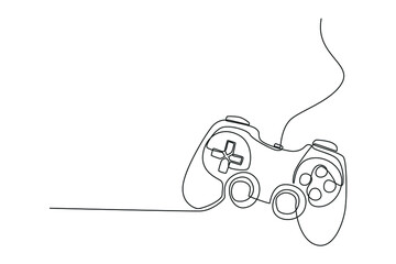 One continuous line drawing of  Joystick linear style sign for mobile. Game equipment concept. Single line draw design vector graphic illustration. © Sell Vector