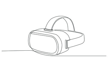One continuous line drawing of  glasses of virtual reality. Virtual game concept. Single line draw design vector graphic illustration.