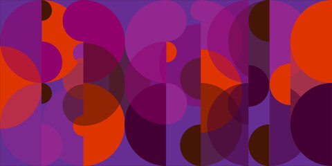 Abstract contrast geometric background.Orange and brown circles on a lilac background.
 Beautiful design template for cover, packaging, website, wallpaper, background.
