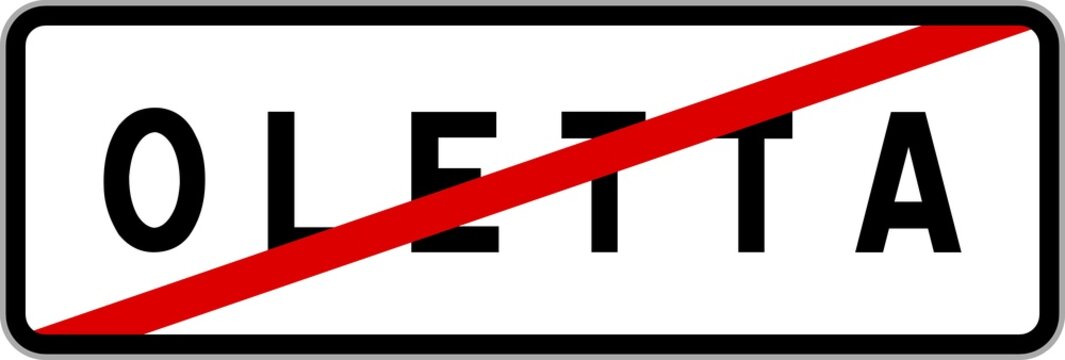 Panneau sortie ville agglom&eacute;ration Oletta / Town exit sign Oletta