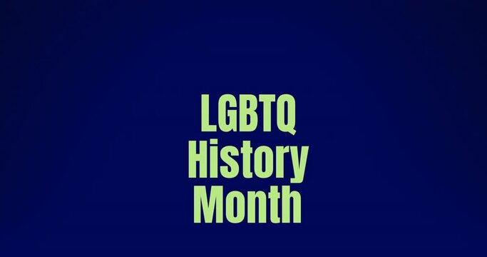 Animation of lgbtq history month over dark blue background