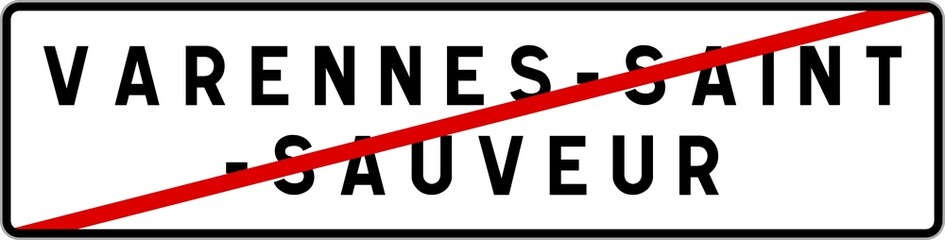 Panneau sortie ville agglomération Varennes-Saint-Sauveur / Town exit sign Varennes-Saint-Sauveur