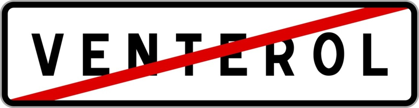 Panneau sortie ville agglom&eacute;ration Venterol / Town exit sign Venterol