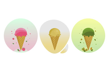ice cream with different flavors.food vector illustration