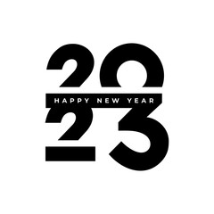 Logo 2023 number on white background. 2023 text design. Christmas vector design template celebration typography, banner or greeting card for Happy New Year. Black label isolated on white background.