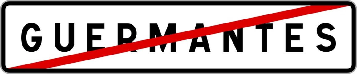 Panneau sortie ville agglomération Guermantes / Town exit sign Guermantes